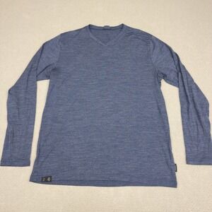 Forclaz Merino Wool Shirt Mens Large Blue Vneck Performance Stretch Winter
